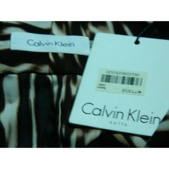 CALVIN KLEIN Blouse Brown Animal Print Cowl Neck Shirt Size X-Large - Picture 6 of 6
